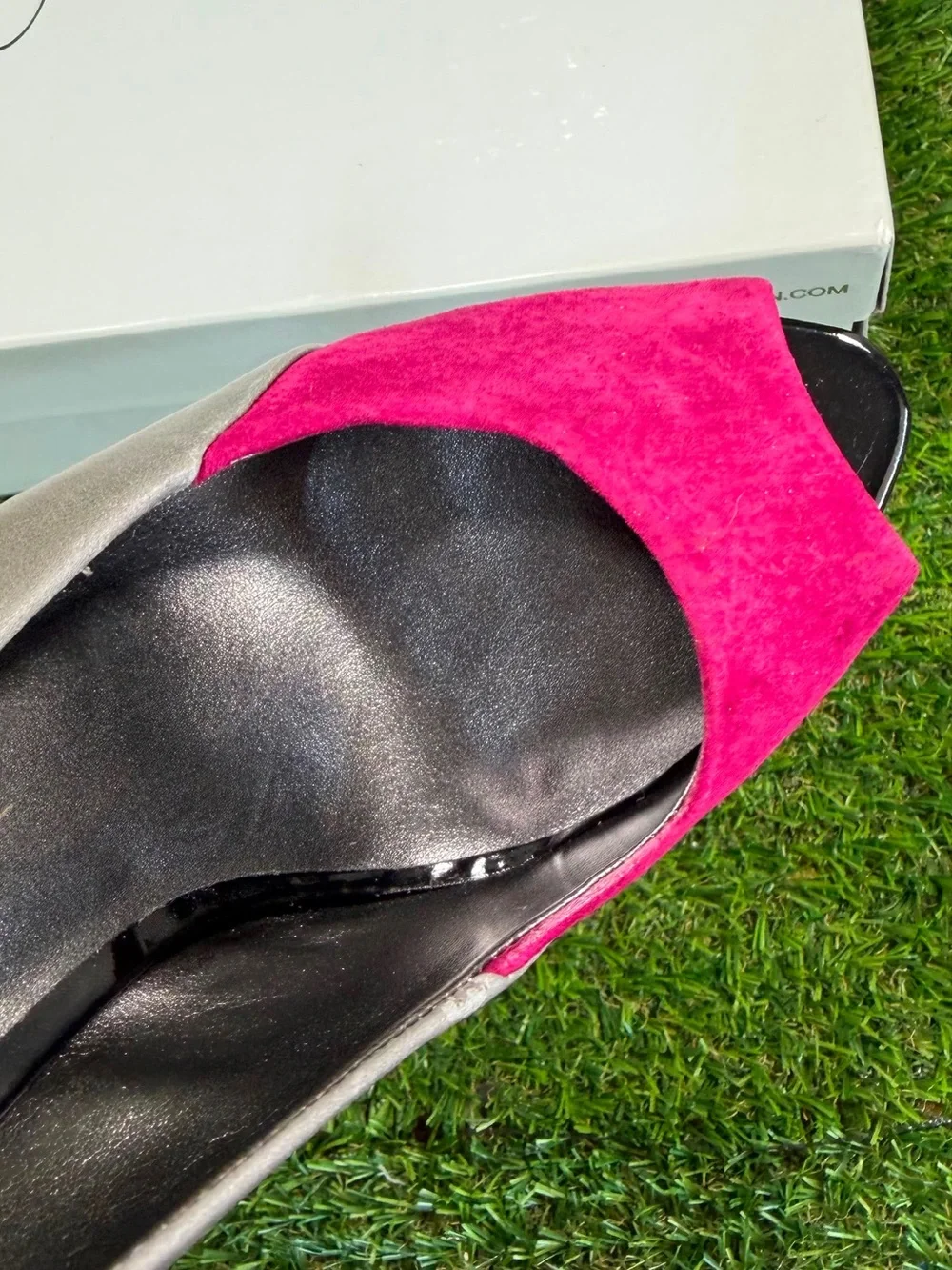 Jessica Simpson Sandi Colorblock Suede Slingback Pumps Pink Grey Blue 6B NIB
